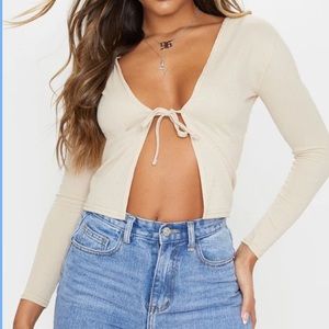 Ribbed Front Tie Top